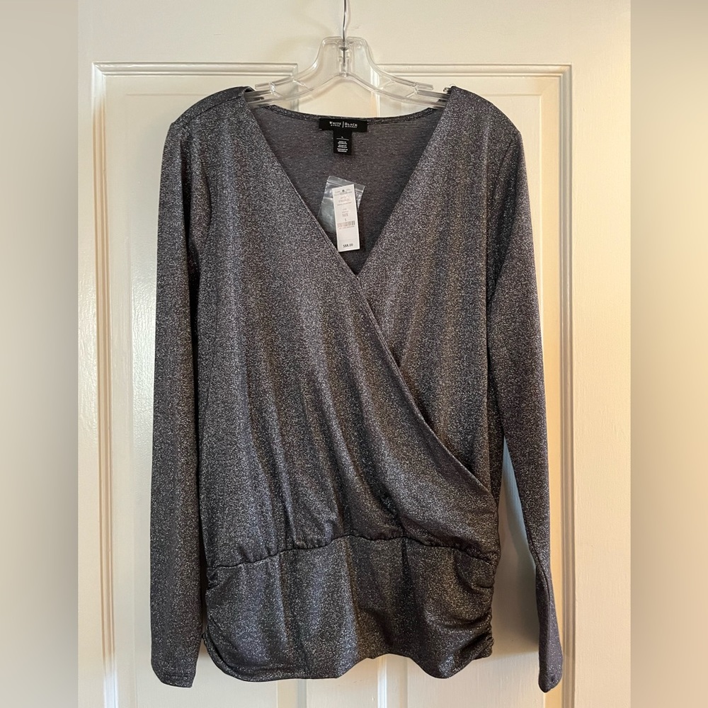 White House Black Market long sleeve shirt in grey.